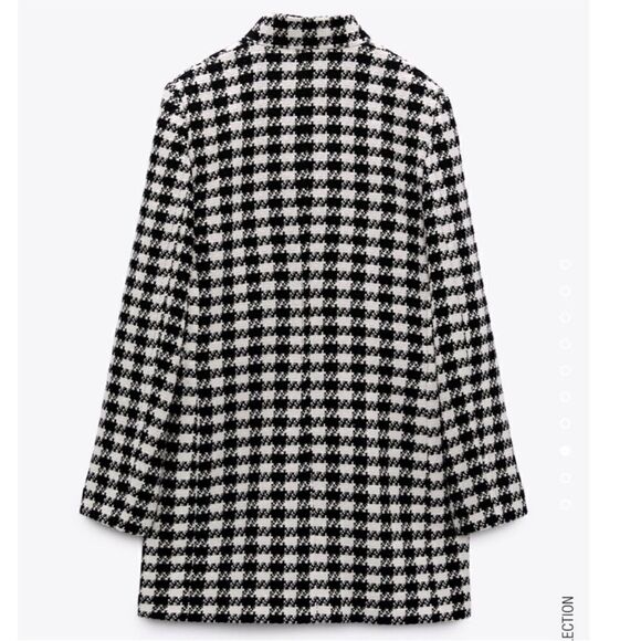 BLOGGERS Fav Zara houndstooth jacket coat black white silver buttons - Picture 10 of 17